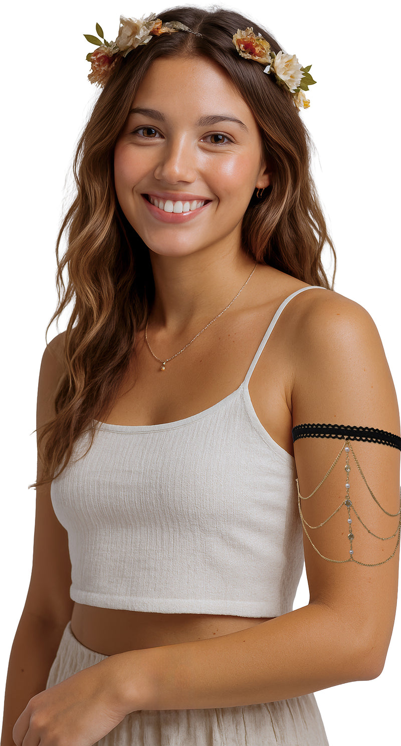 Arm bracelet with silver stones