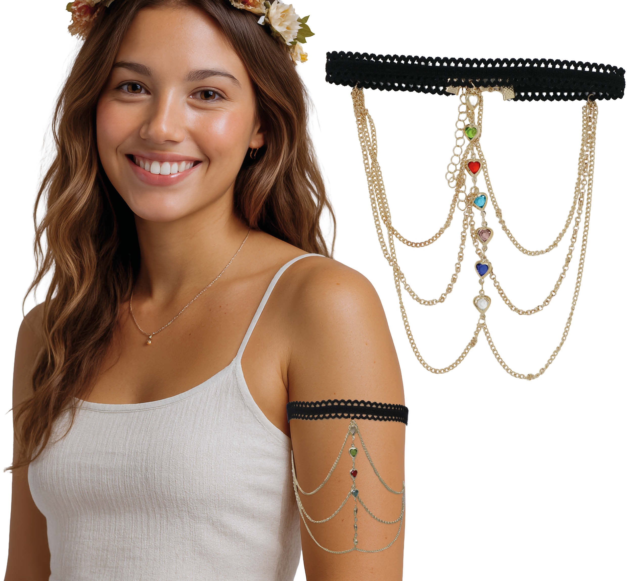 Arm bracelet with colorful stones