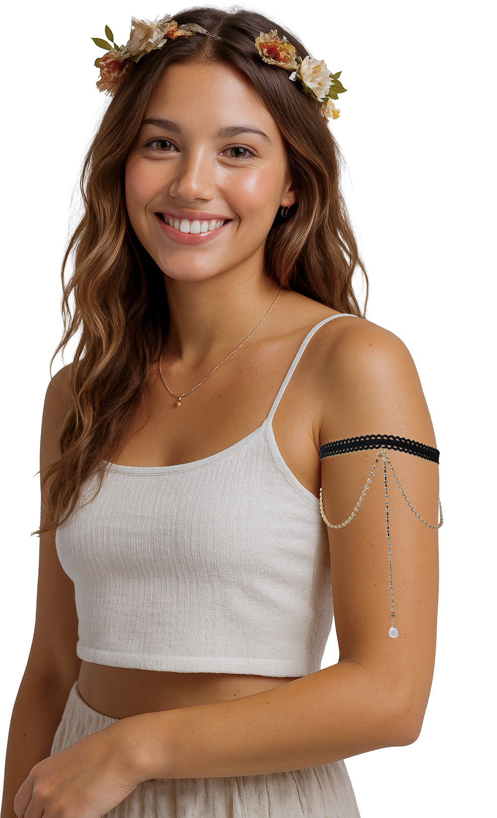 Arm bracelet with fake diamonds