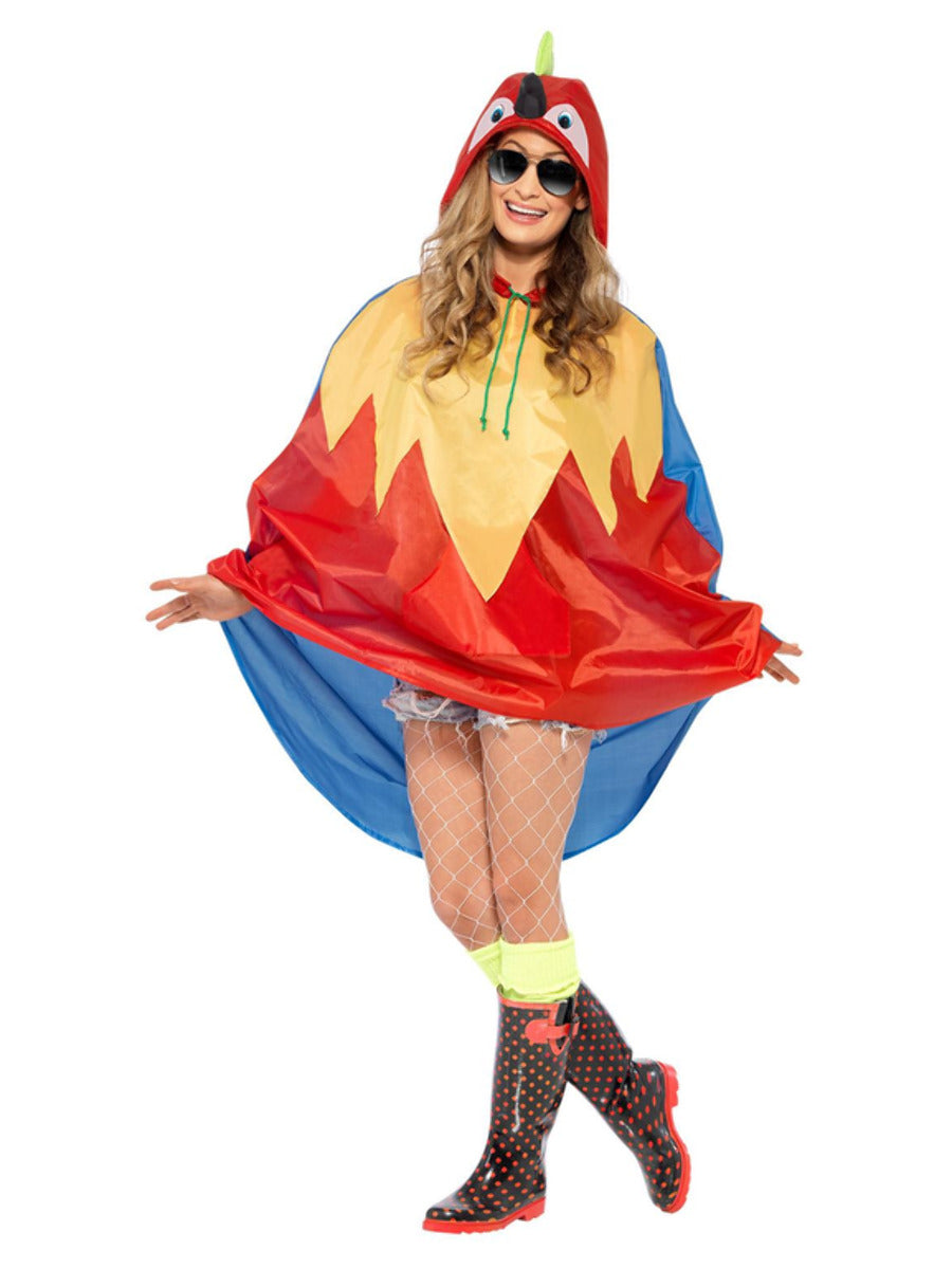 Parrot Party Poncho, Red - 1