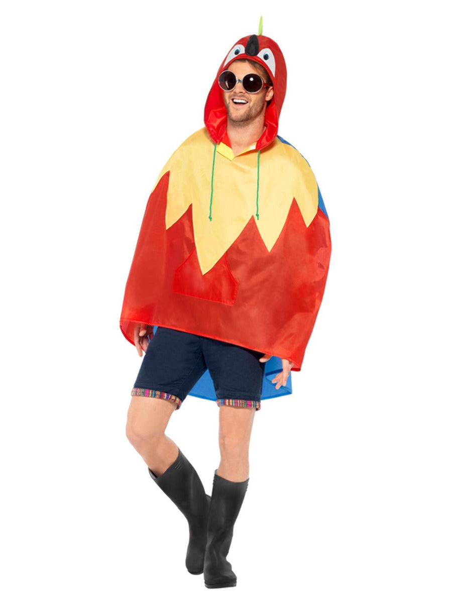 Parrot Party Poncho, Red - 5