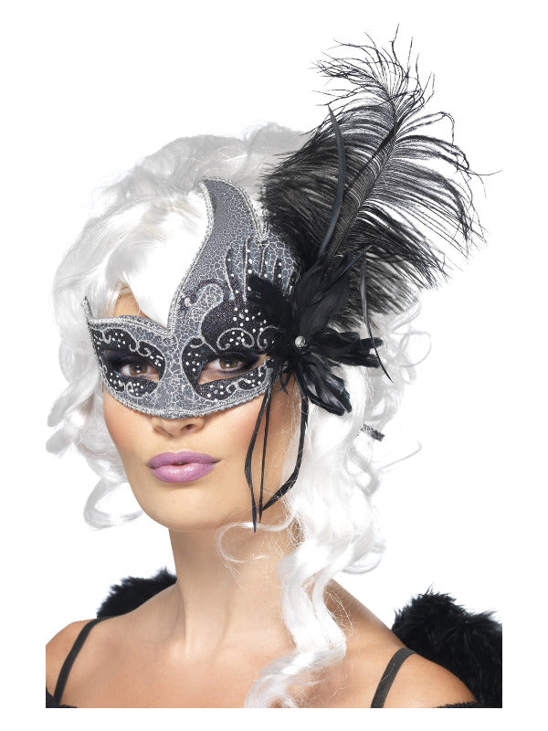 Masquerade Dark Angel Eyemask, Silver & Black - 2