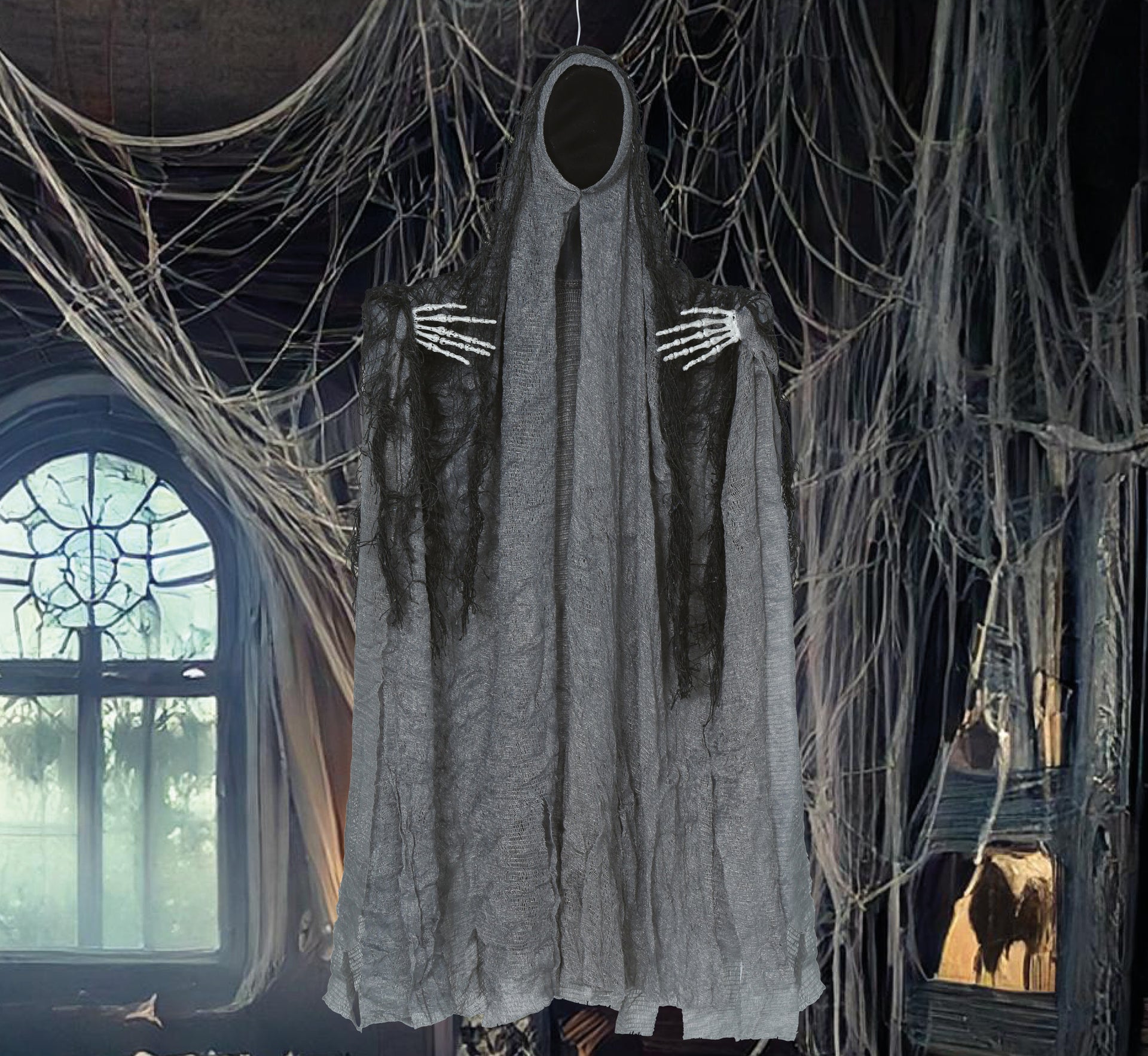 HANGING GREY GHOST WITH TUNIC 50 CM