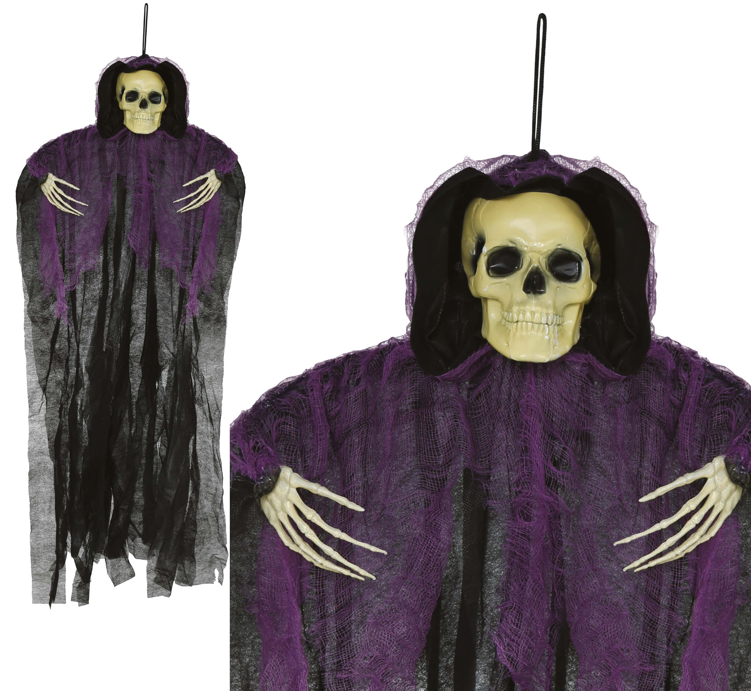 HANGING SKELETON BLACK TUNIC 90 CM