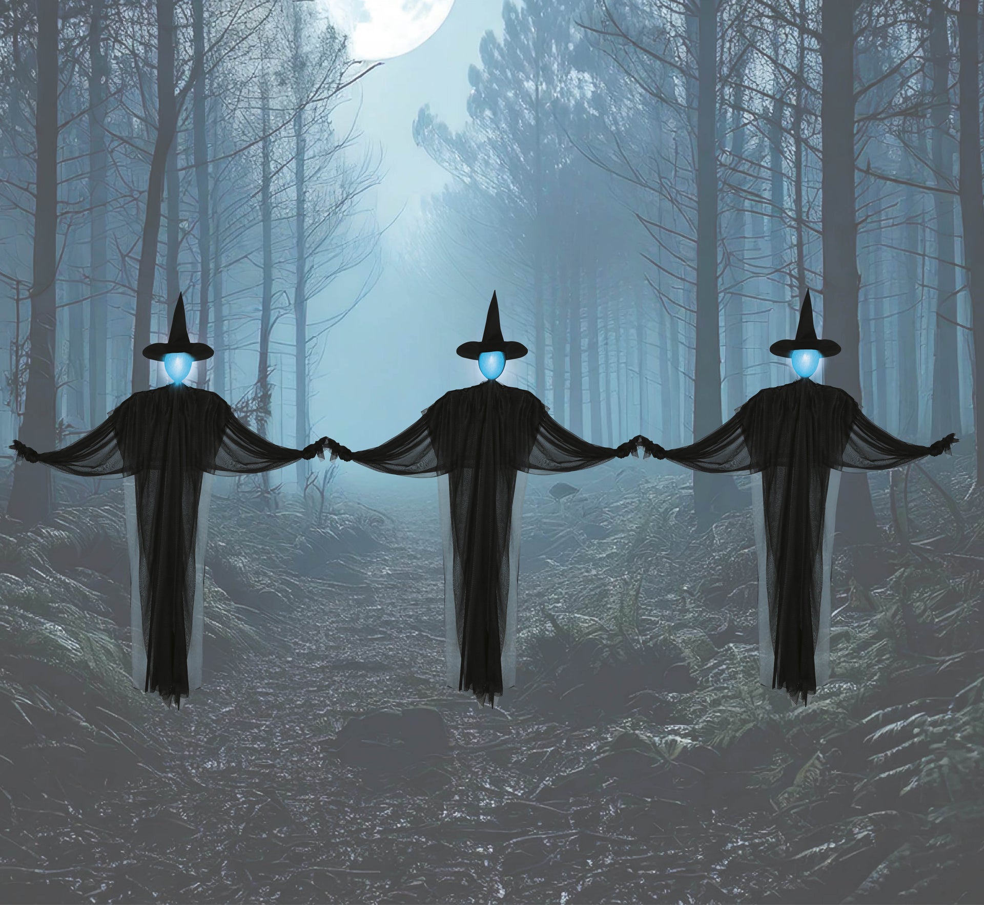3 BLACK WITCHES LIGHT 160 CM