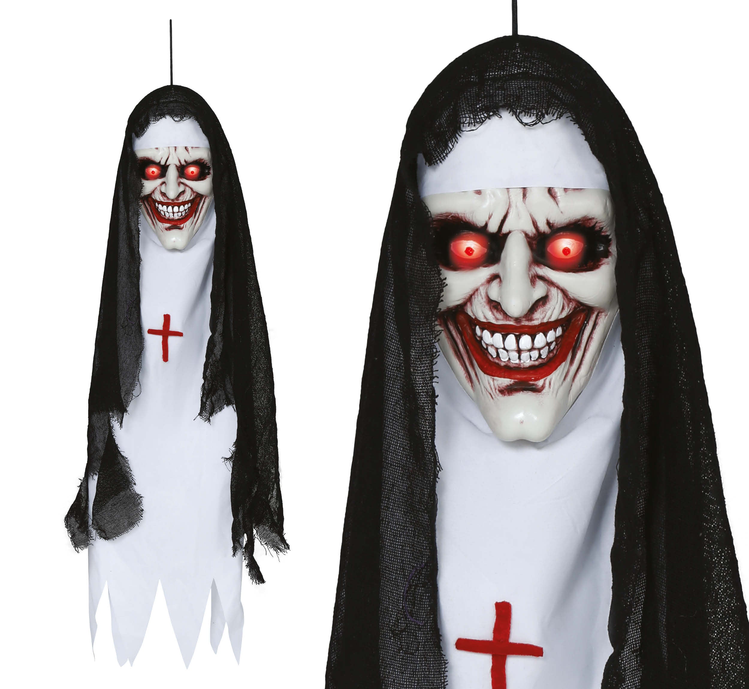 HANGING NUN HEAD LIGHT, SOUND 90 CM