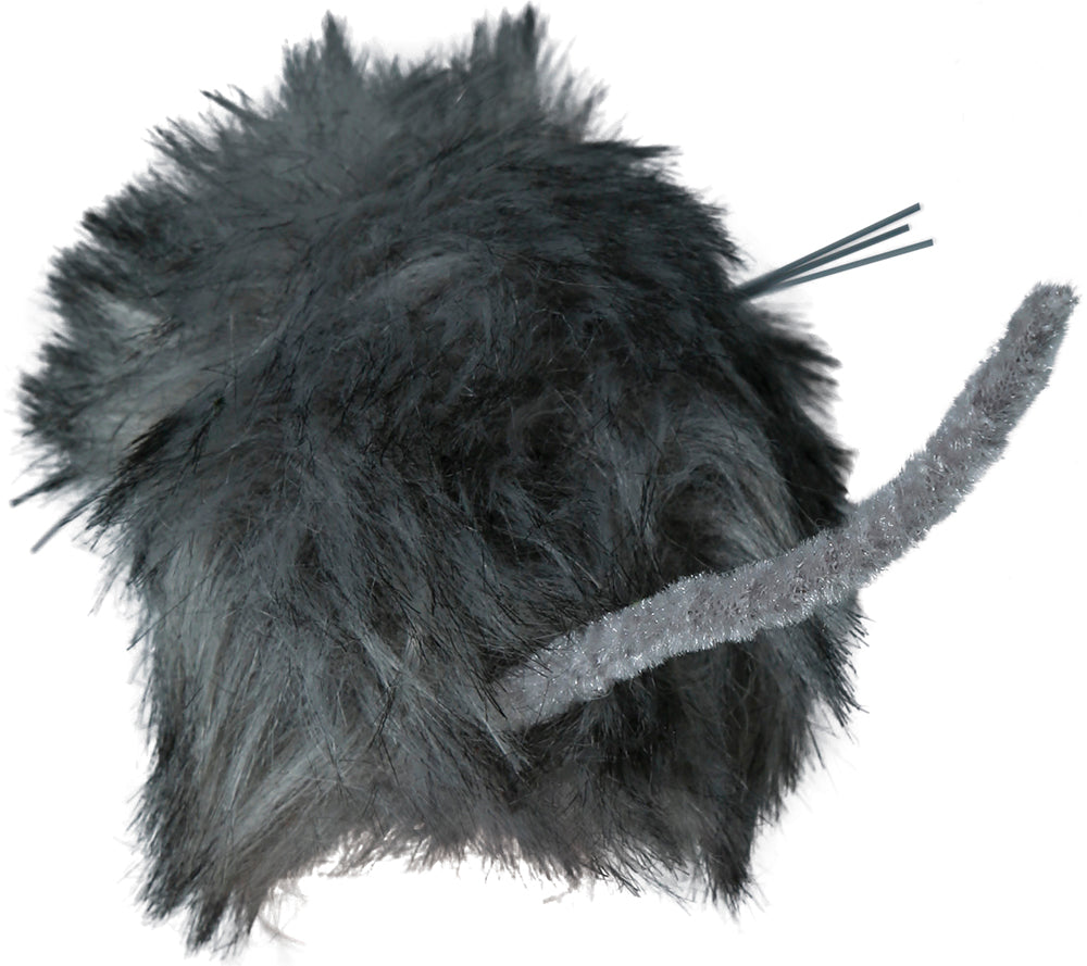GREY FLUFFY MOUSE 11 CM