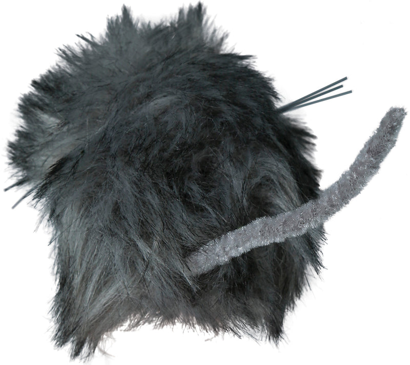 GREY FLUFFY MOUSE 11 CM