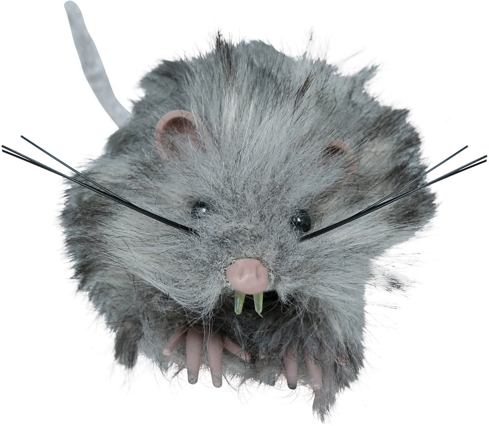 GREY FLUFFY MOUSE 11 CM