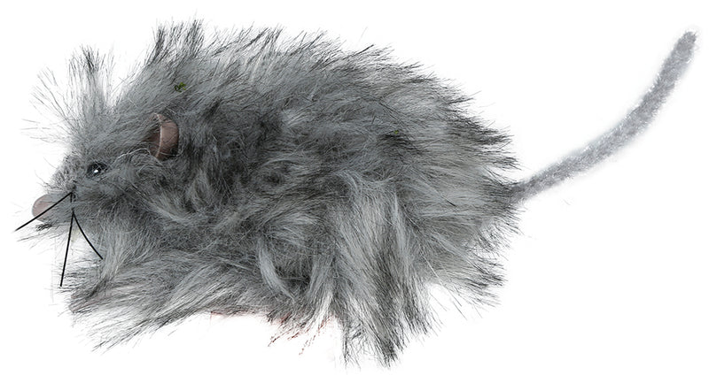 GREY FLUFFY MOUSE 11 CM