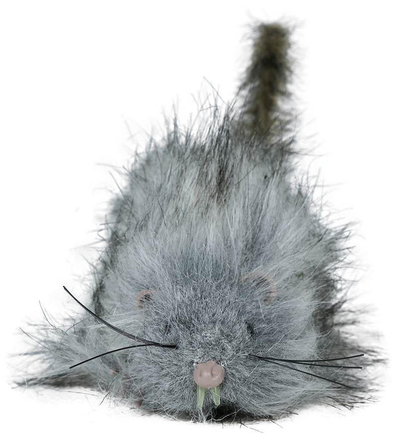 GREY FLUFFY RAT 16 CM
