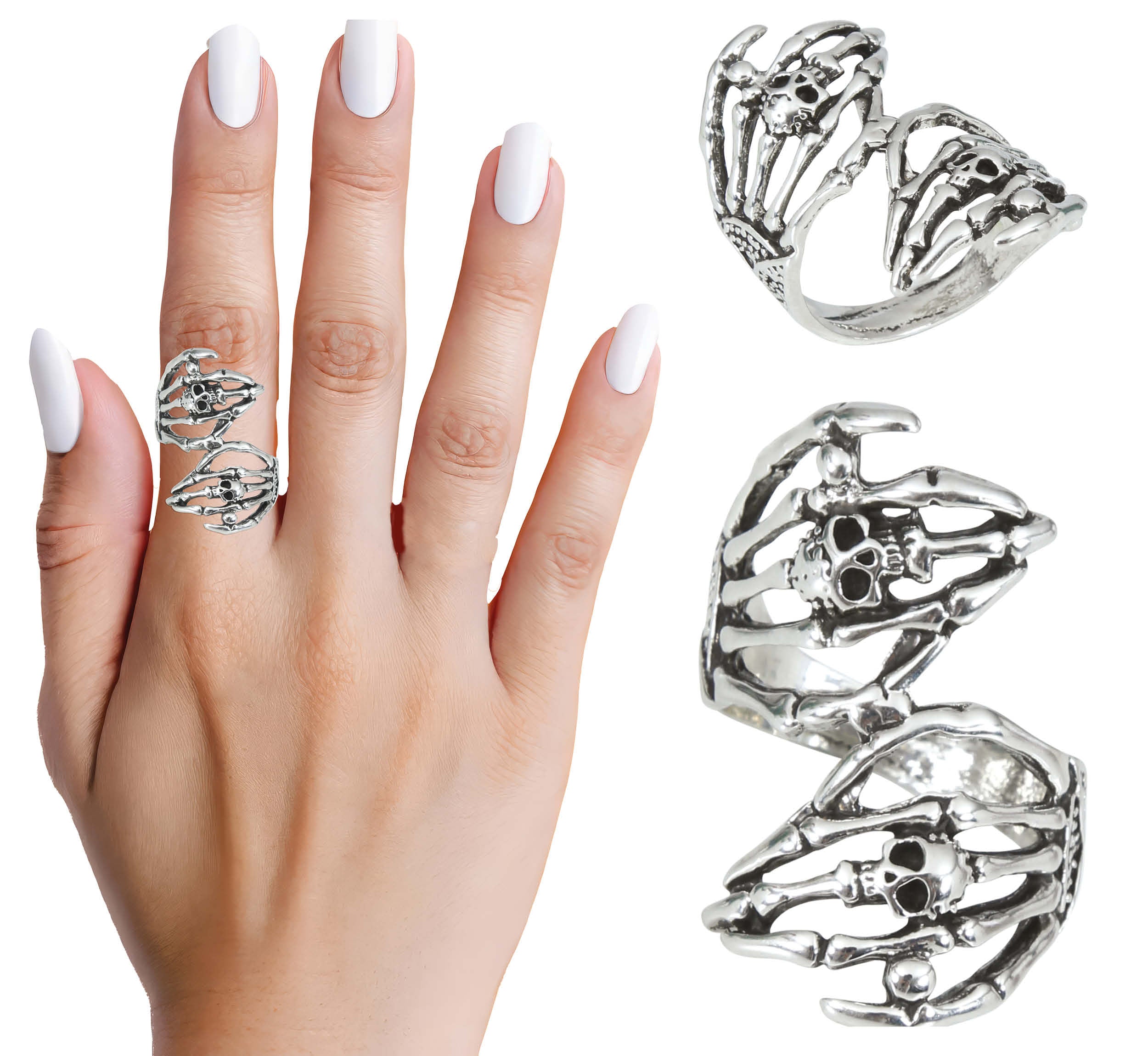 SKELETON HAND RING METAL