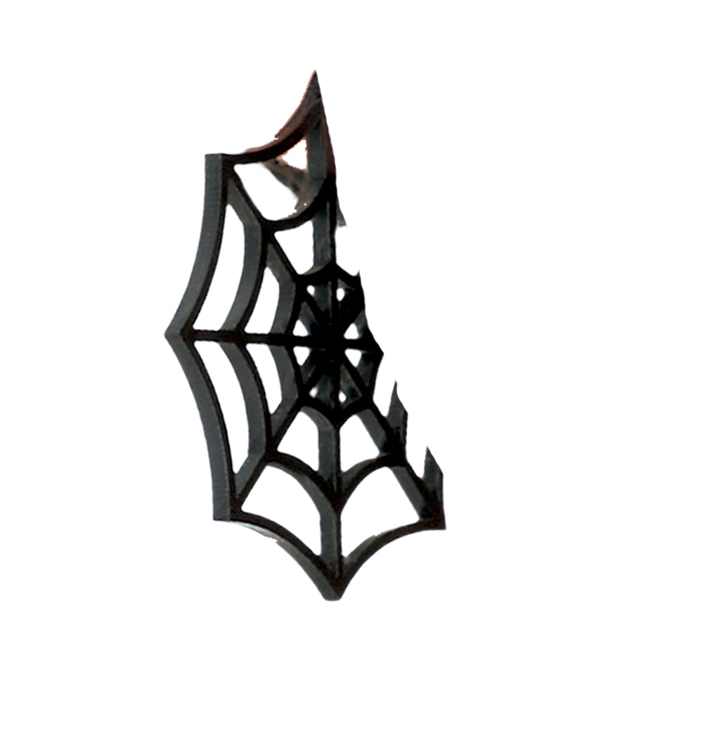 BLACK SPIDERWEB EARRINGS, 5 CM