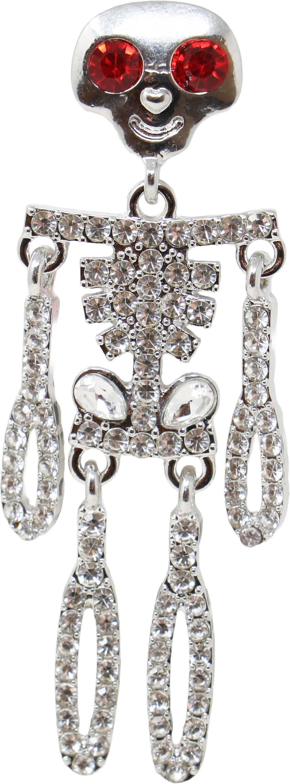 SPARKLING SKELETON EARRINGS SILVER, 6.5 CM