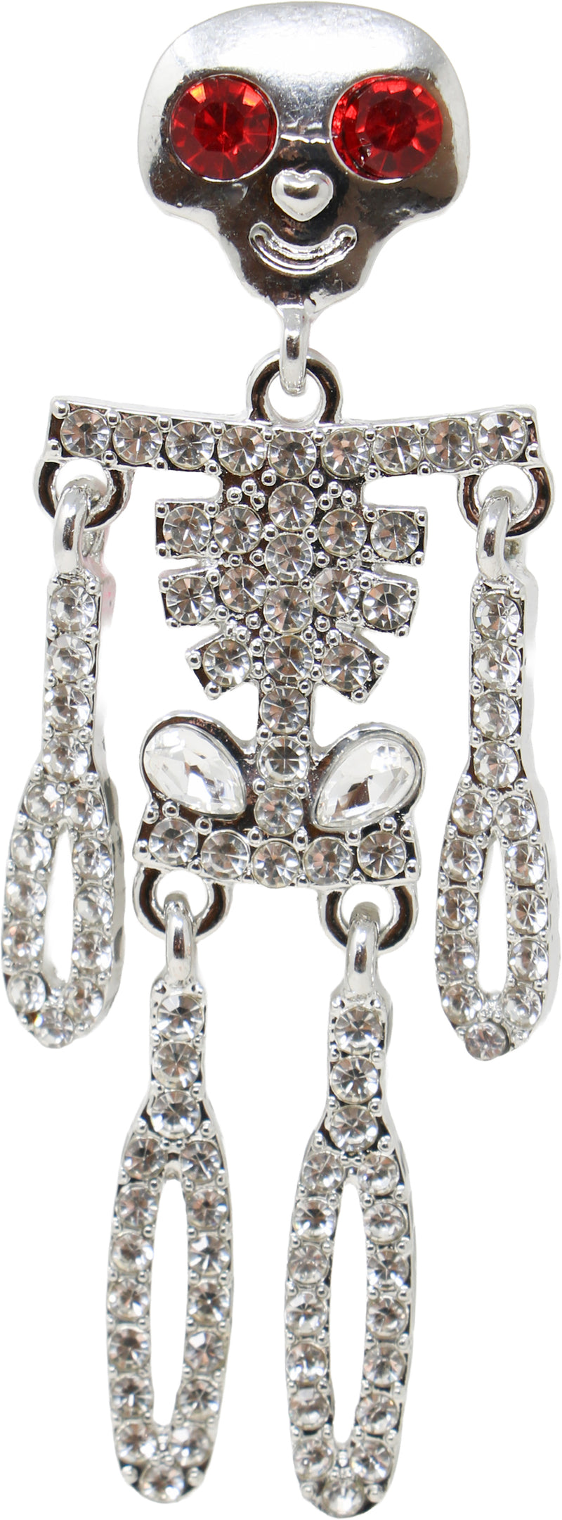 SPARKLING SKELETON EARRINGS SILVER, 6.5 CM