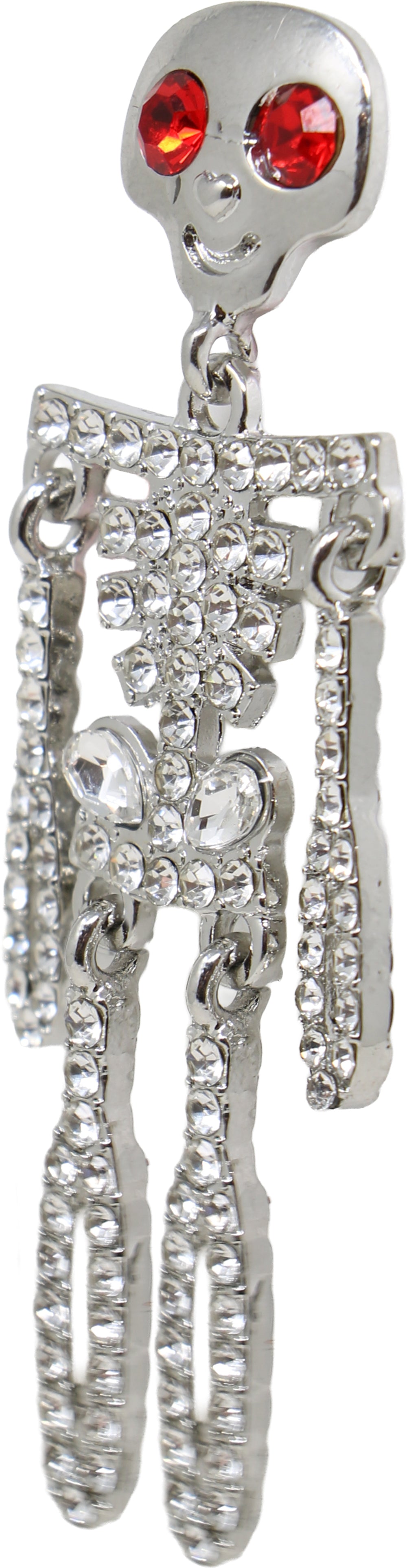 SPARKLING SKELETON EARRINGS SILVER, 6.5 CM