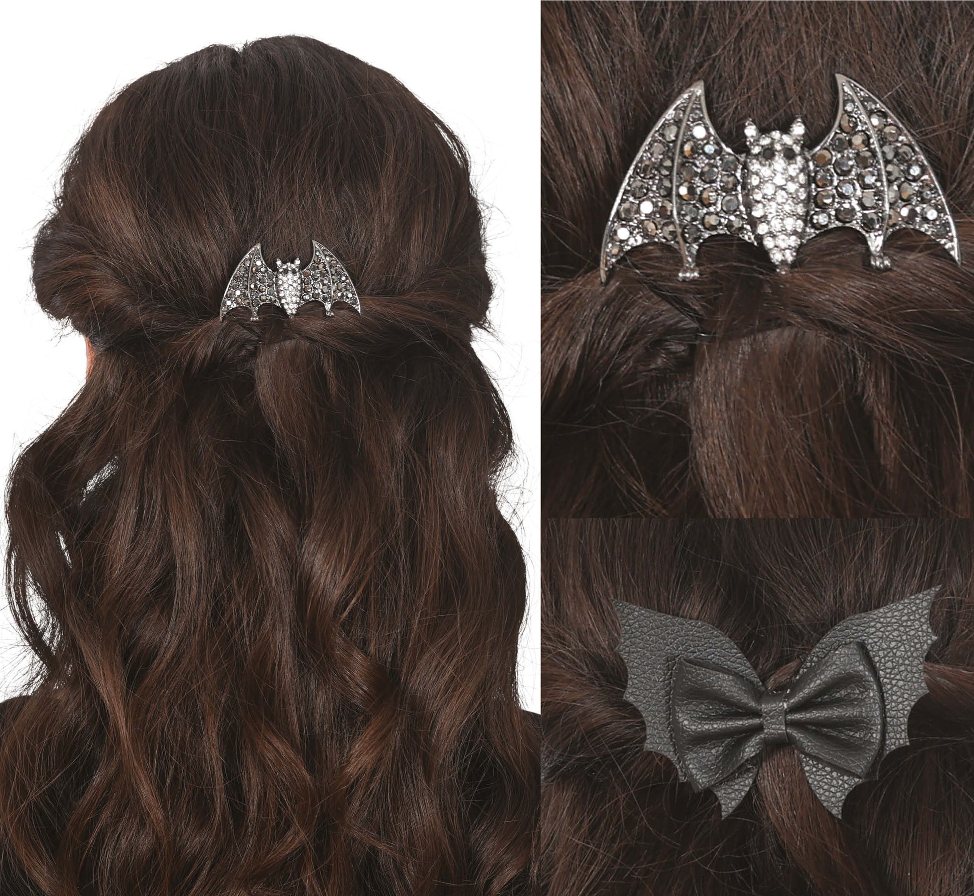 2 BAT HAIR CLIPS, 6 AND 9 CM