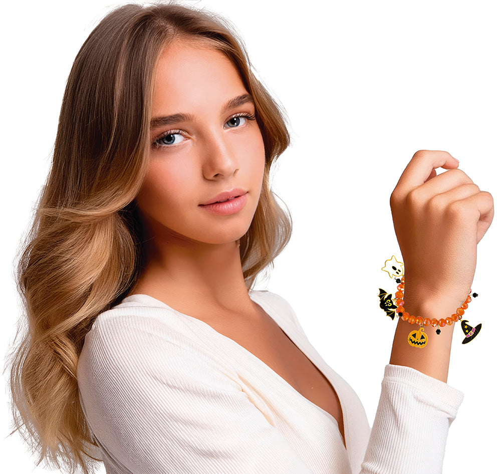 ORANGE BRACELET WITH CHARMS