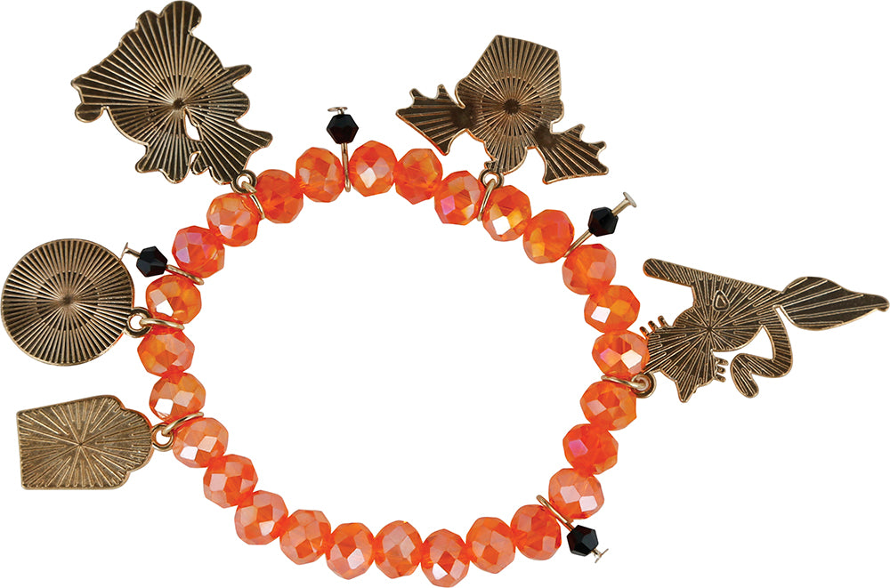 ORANGE BRACELET WITH CHARMS