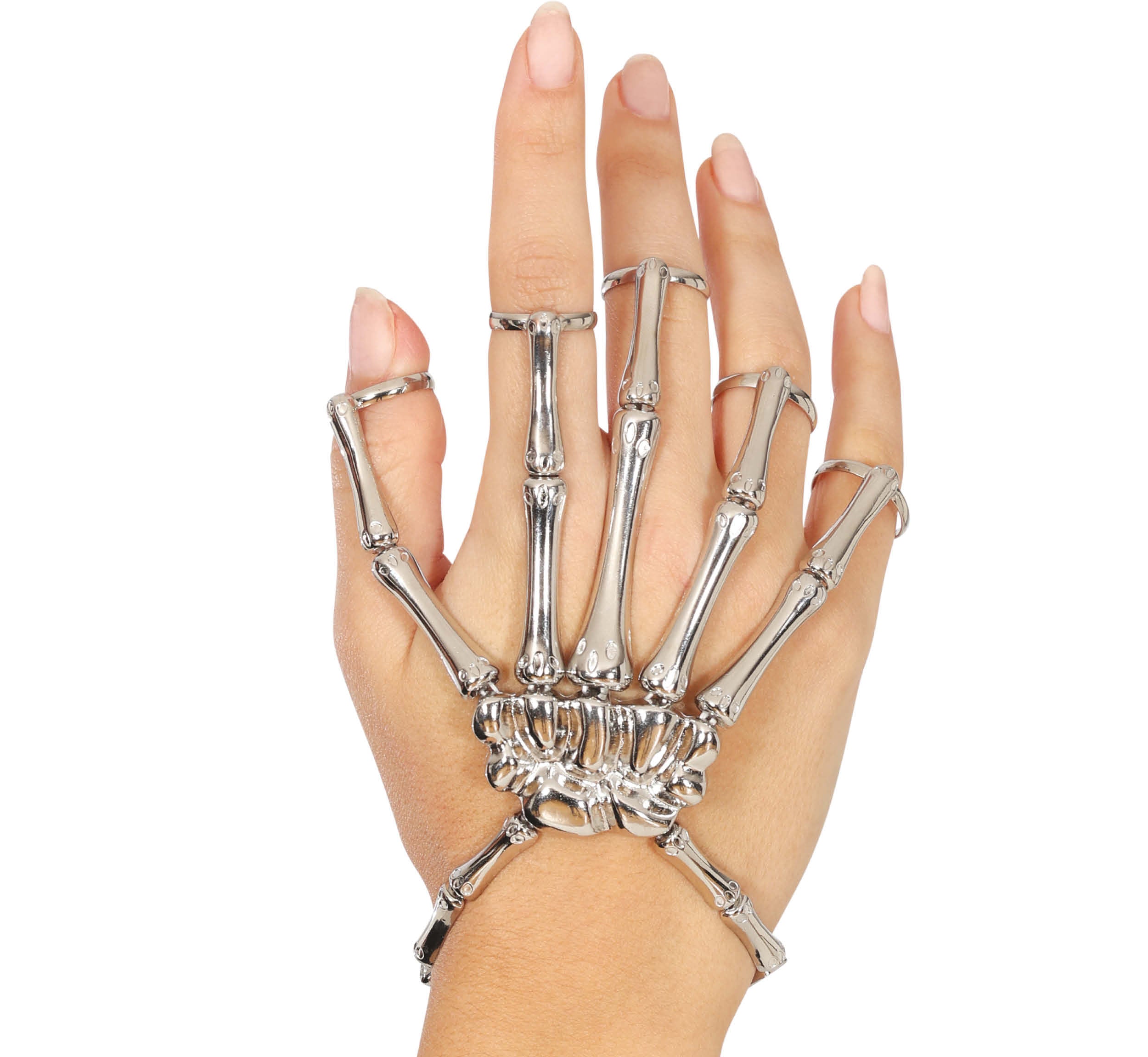SKELETON RING BRACELET SILVER METAL