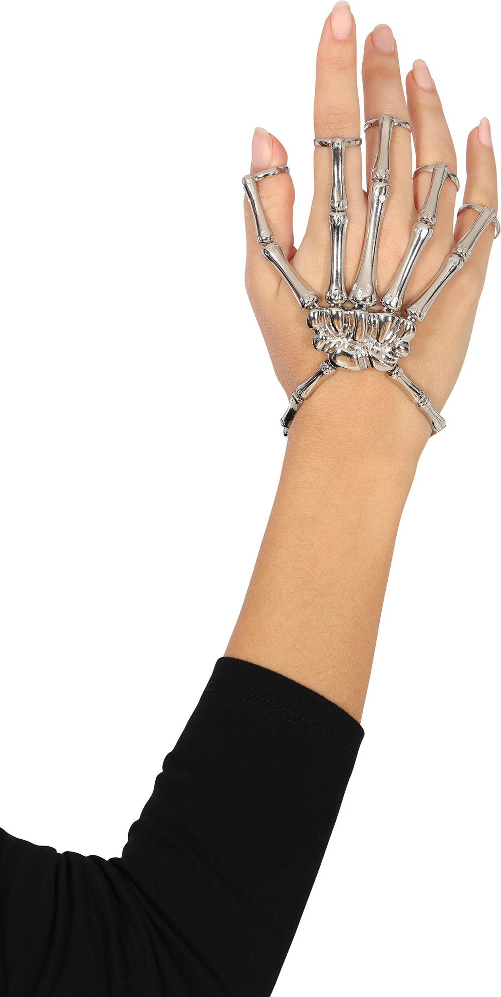 SKELETON RING BRACELET SILVER METAL