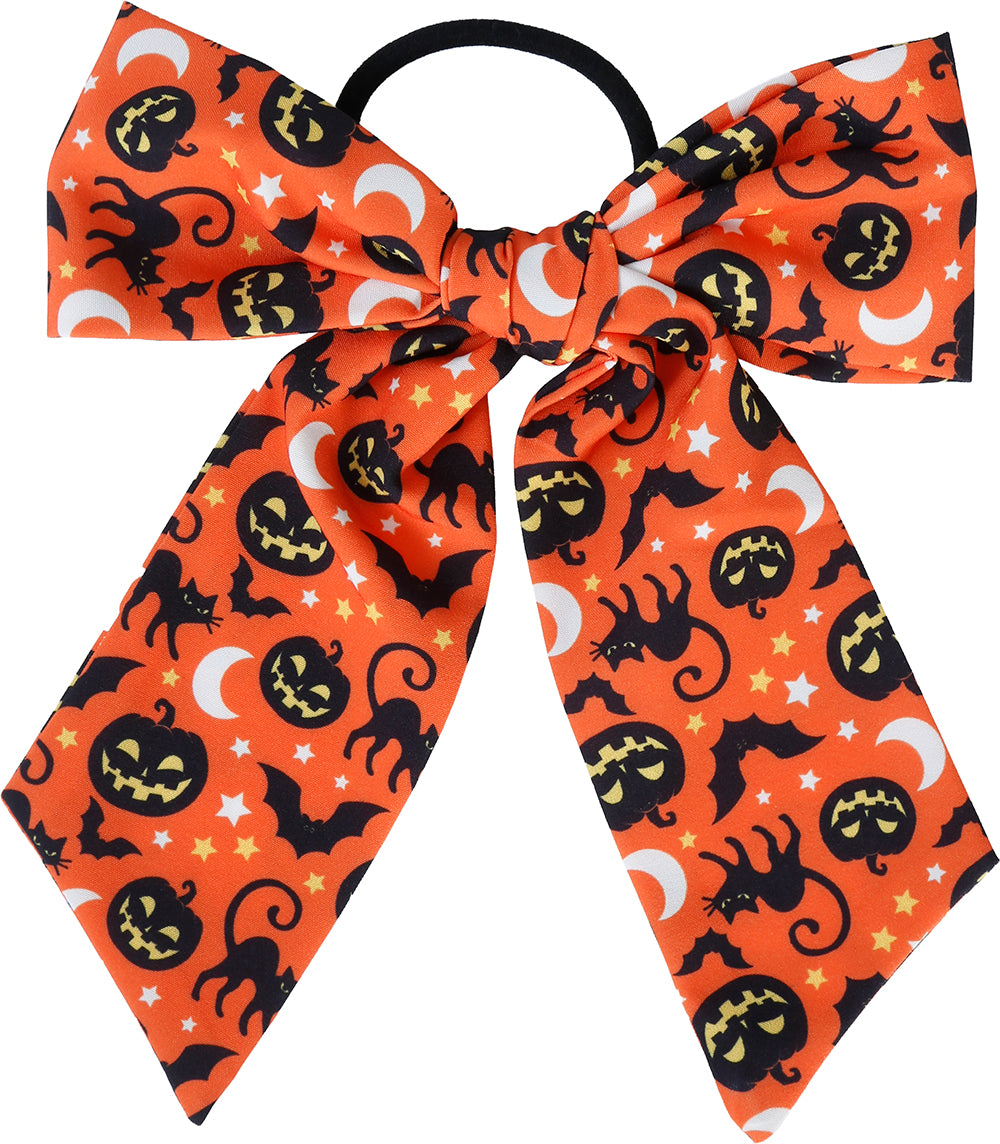 ORANGE HAIR BOW WITH ELASTIC, ADULT
