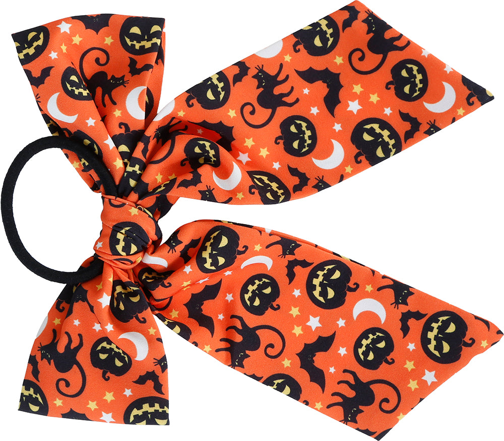 ORANGE HAIR BOW WITH ELASTIC, ADULT