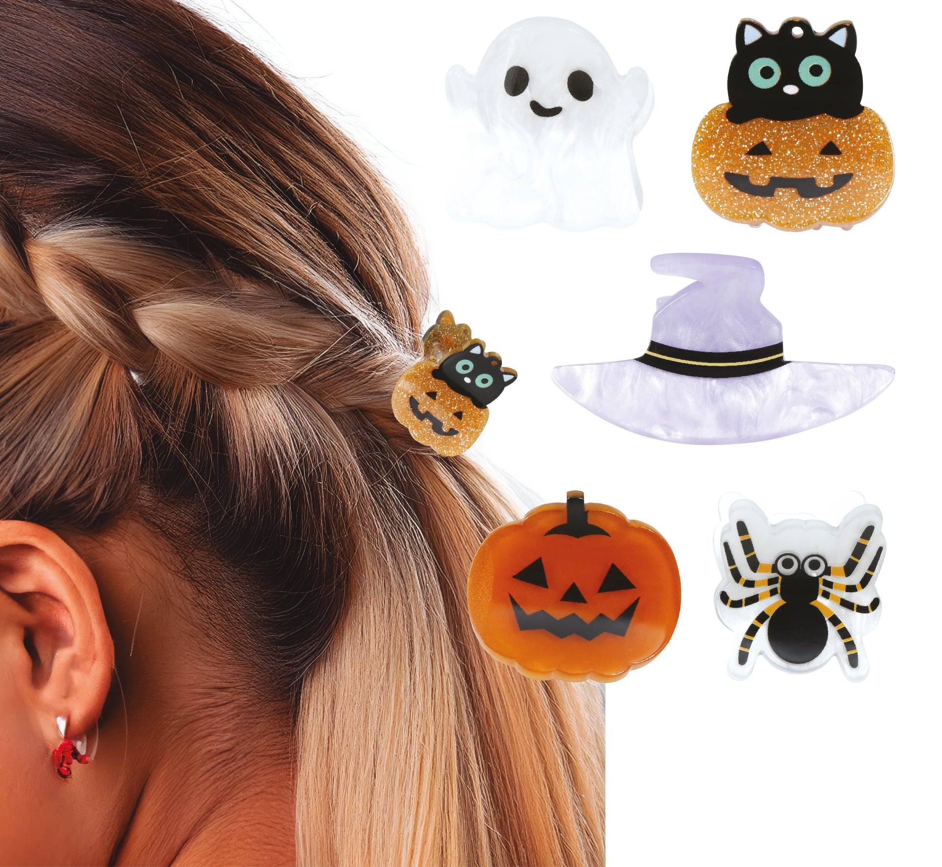 SET OF 5 ASSORTED HALLOWEEN CLAW CLIPS