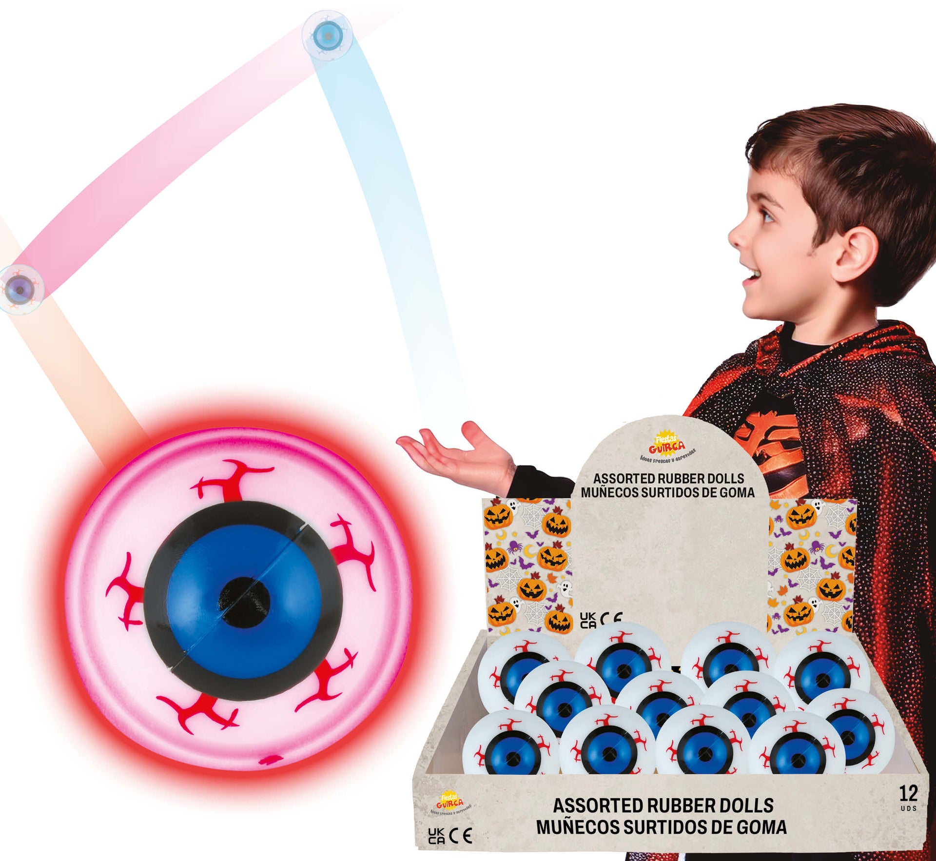 DISPLAY OF 12 BOUNCING BALLS WITH EYES LIGHT, 5.5