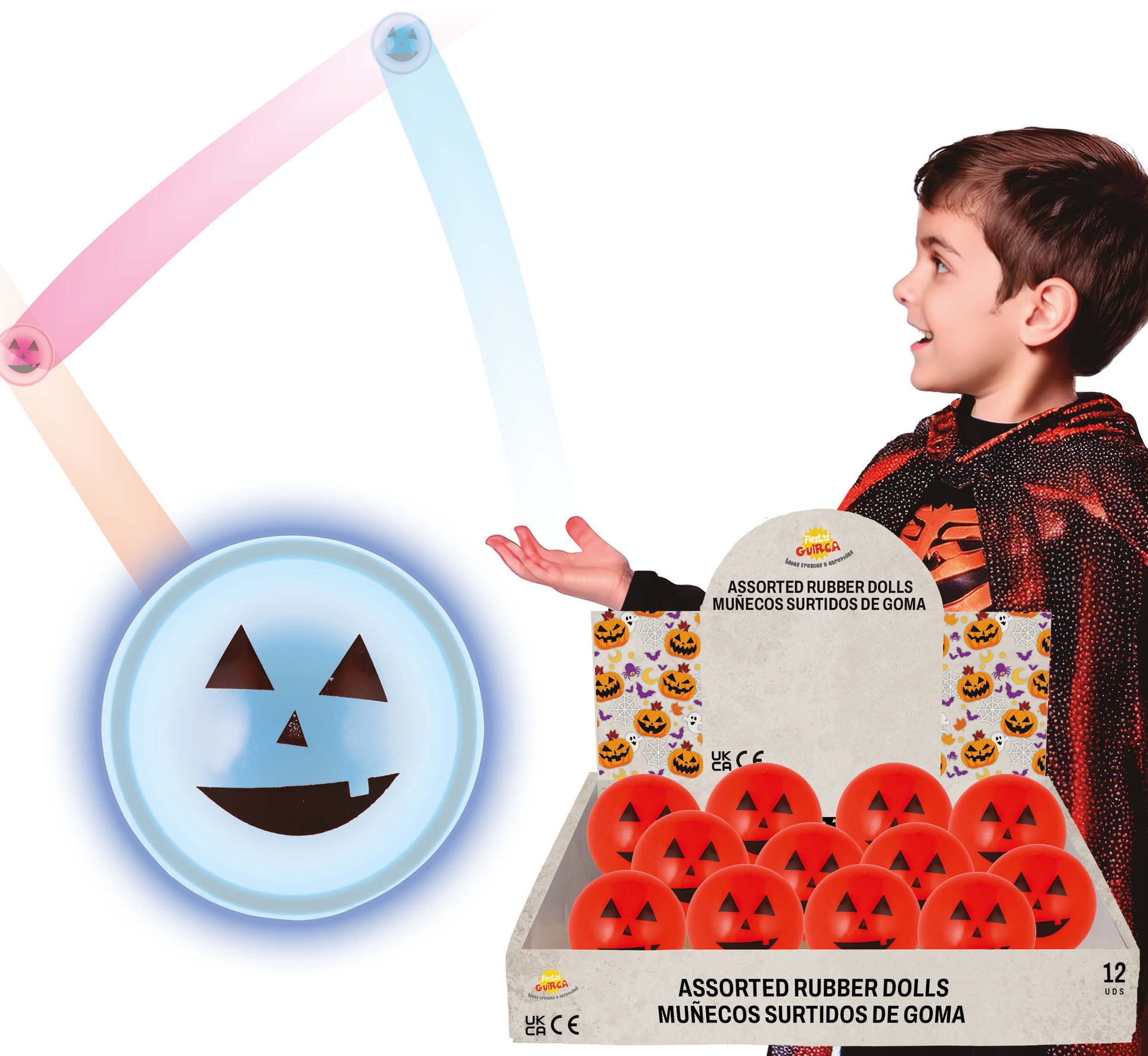 DISPLAY OF 12 BOUNCING BALLS WITH PUMPKINS LIGHT,