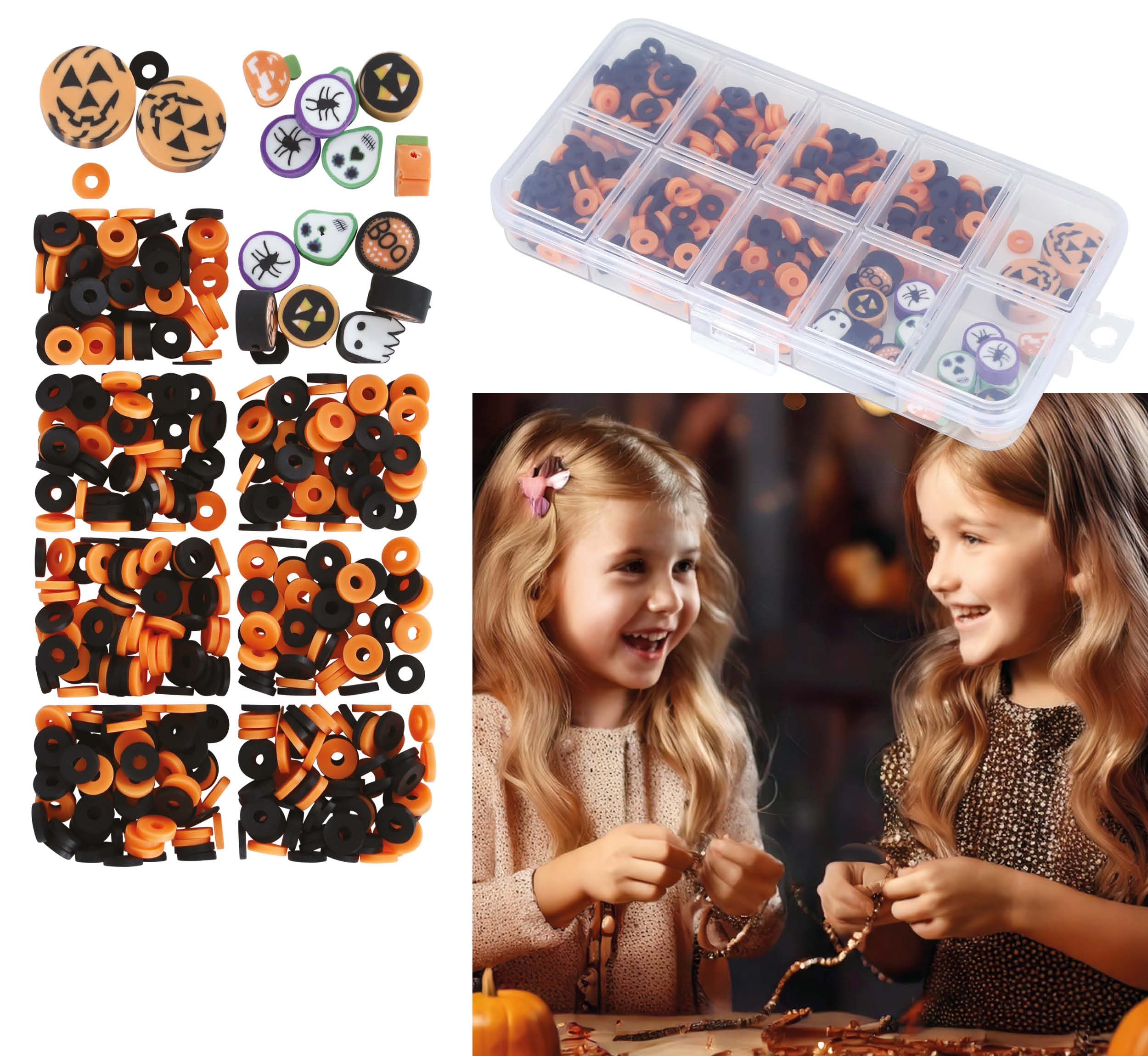 BOX OF 512 HALLOWEEN BRACELET PIECES, DIY
