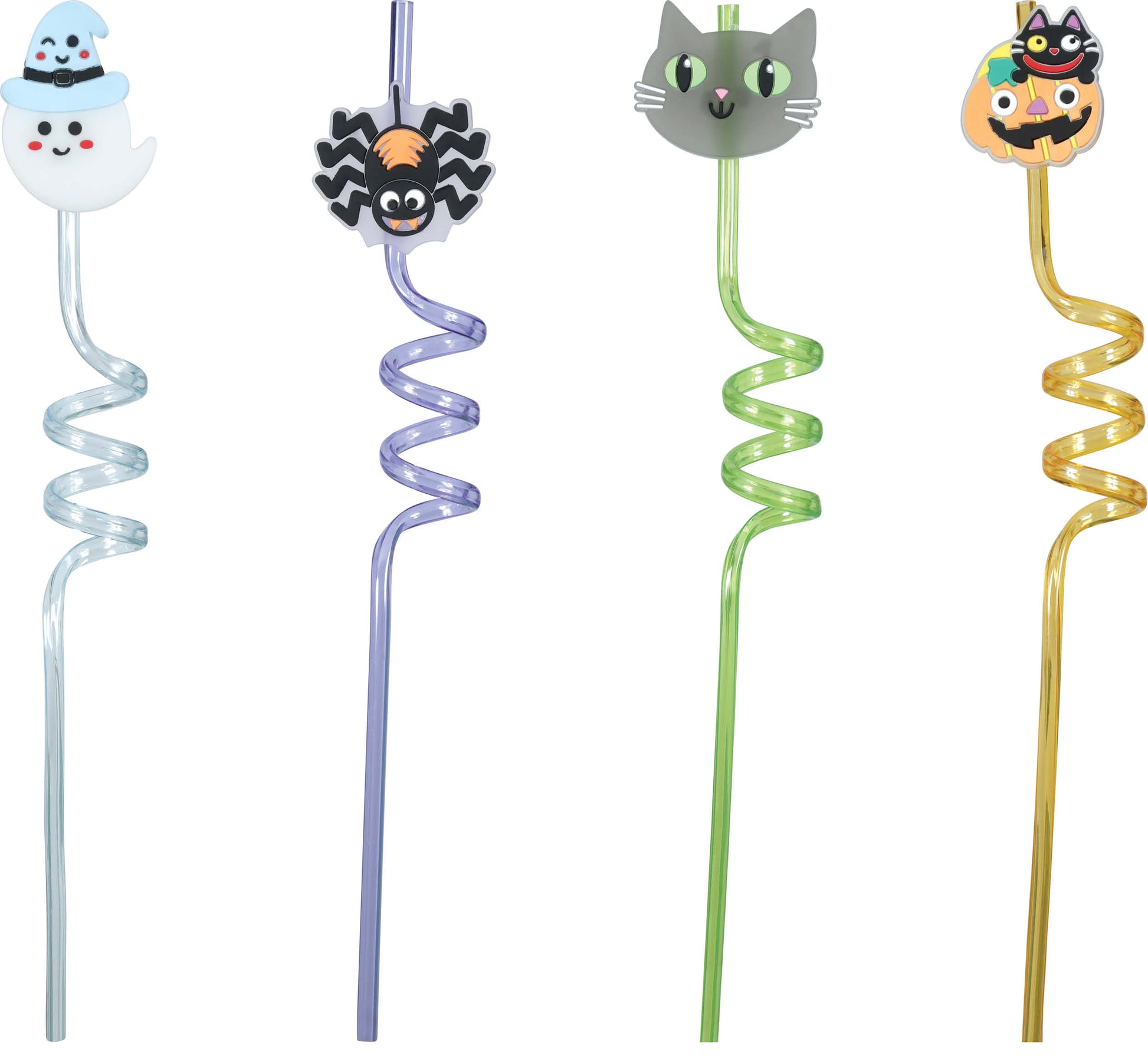 BAG OF 4 HALLOWEEN STRAWS, 27 CM