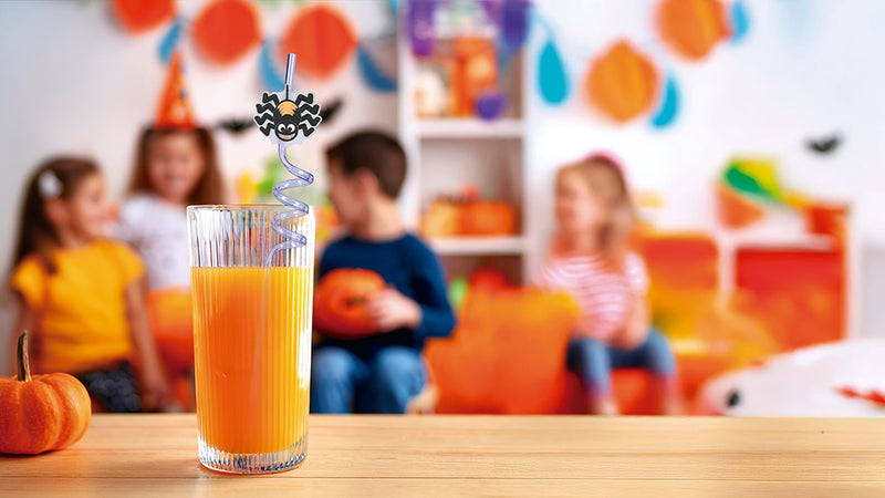 BAG OF 4 HALLOWEEN STRAWS, 27 CM