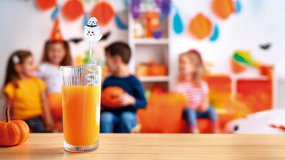 BAG OF 4 HALLOWEEN STRAWS, 27 CM