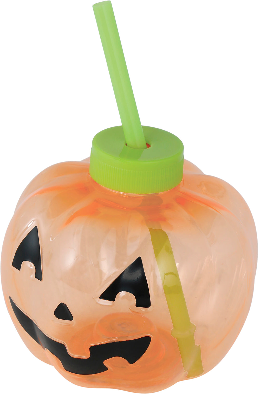 PUMPKIN CUP WITH STRAW, LED, 17 CM