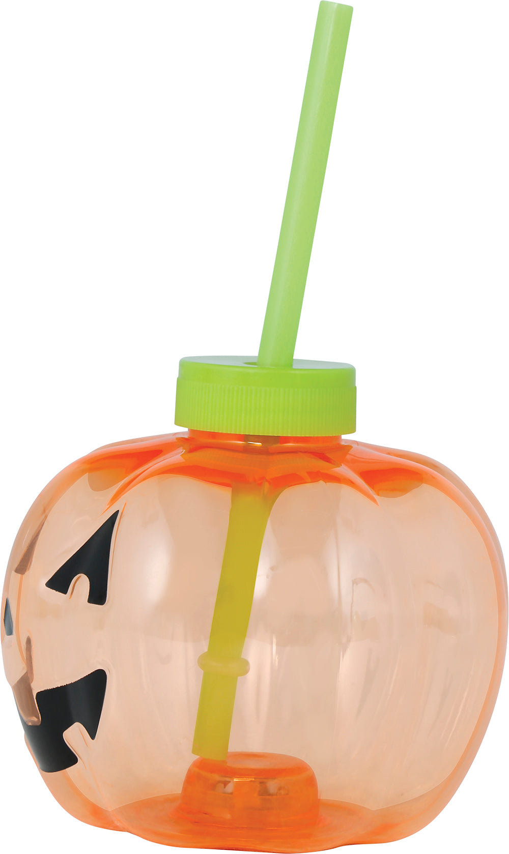 PUMPKIN CUP WITH STRAW, LED, 17 CM