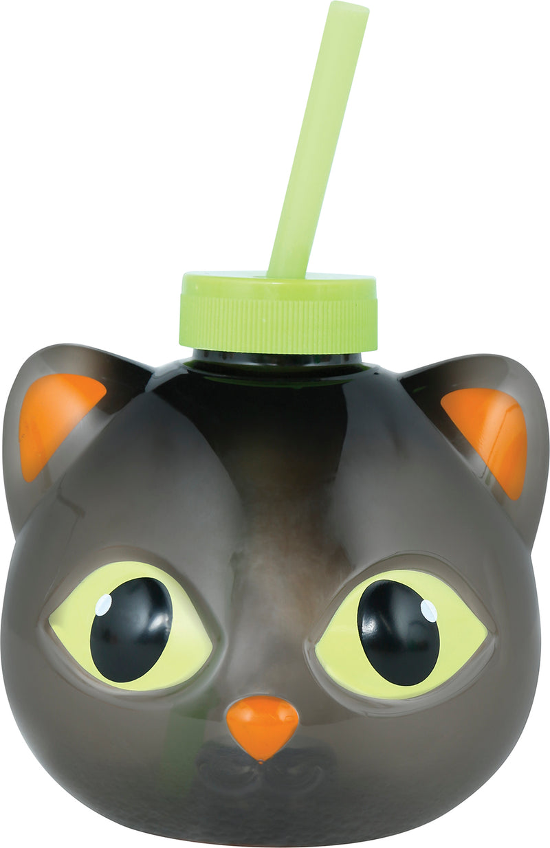 CAT CUP WITH STRAW, LED, 17 CM