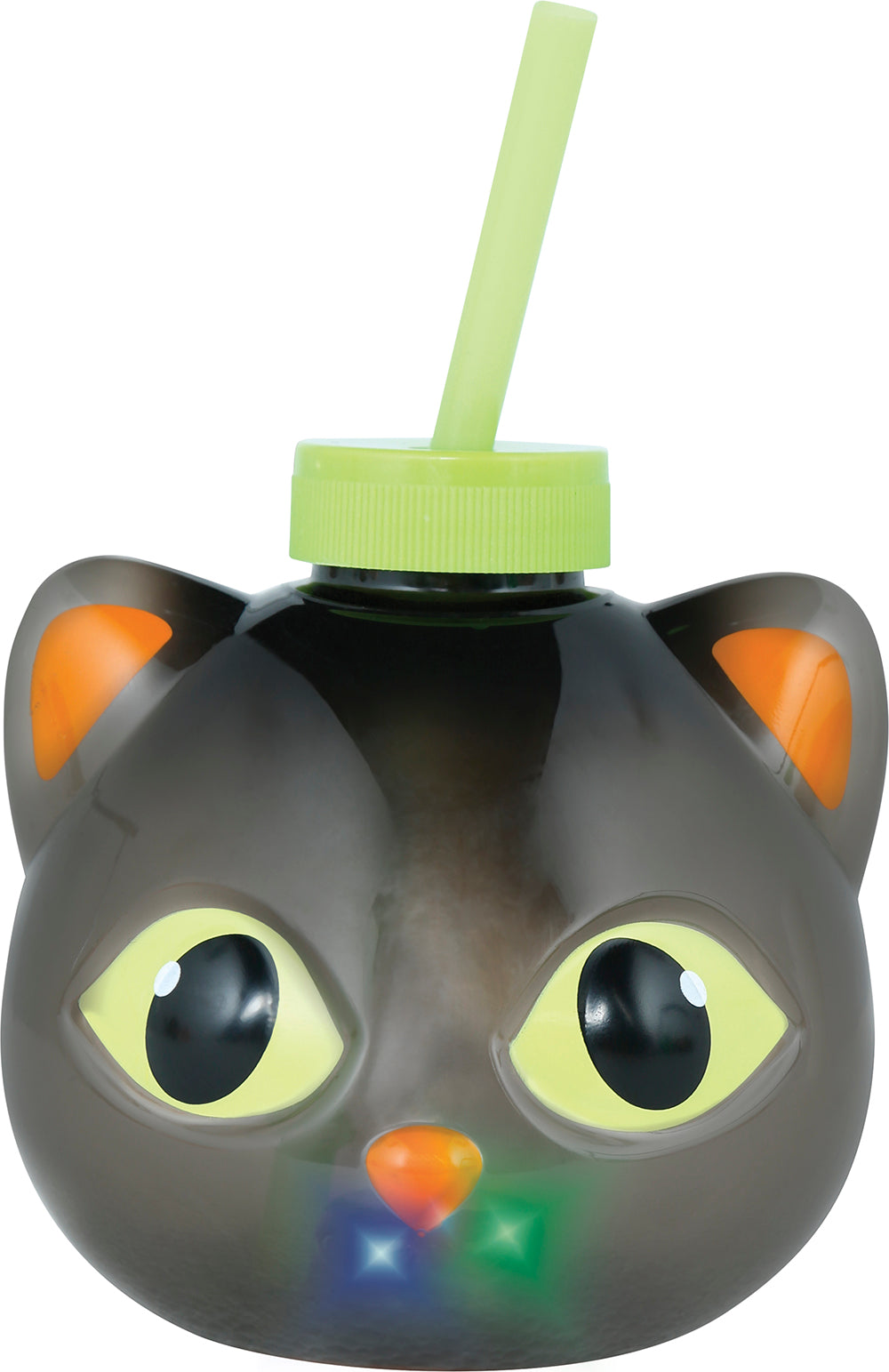 CAT CUP WITH STRAW, LED, 17 CM