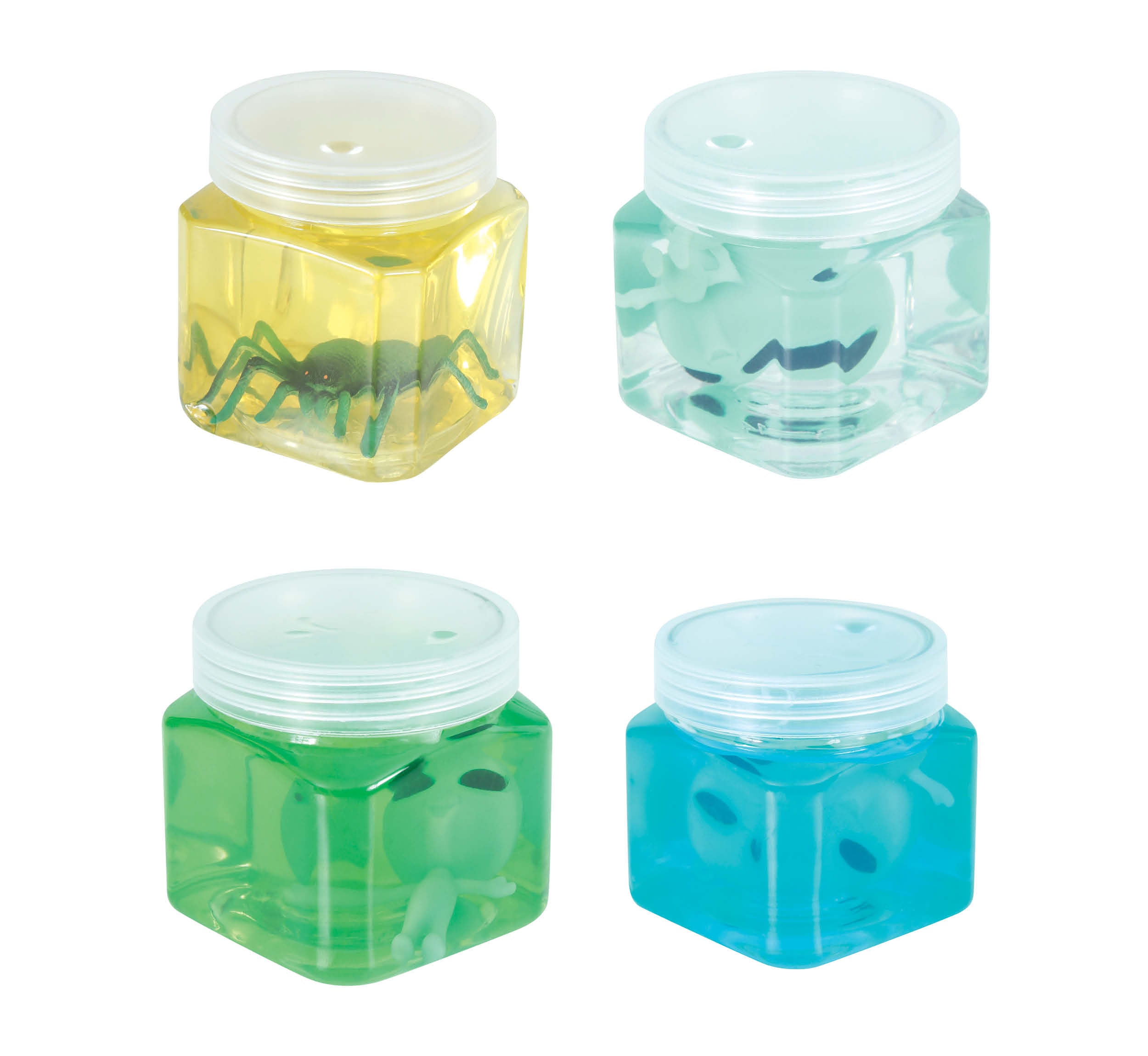 12 ASSORTED SLIME JARS WITH SPIDERS AND ALIENS 5.5