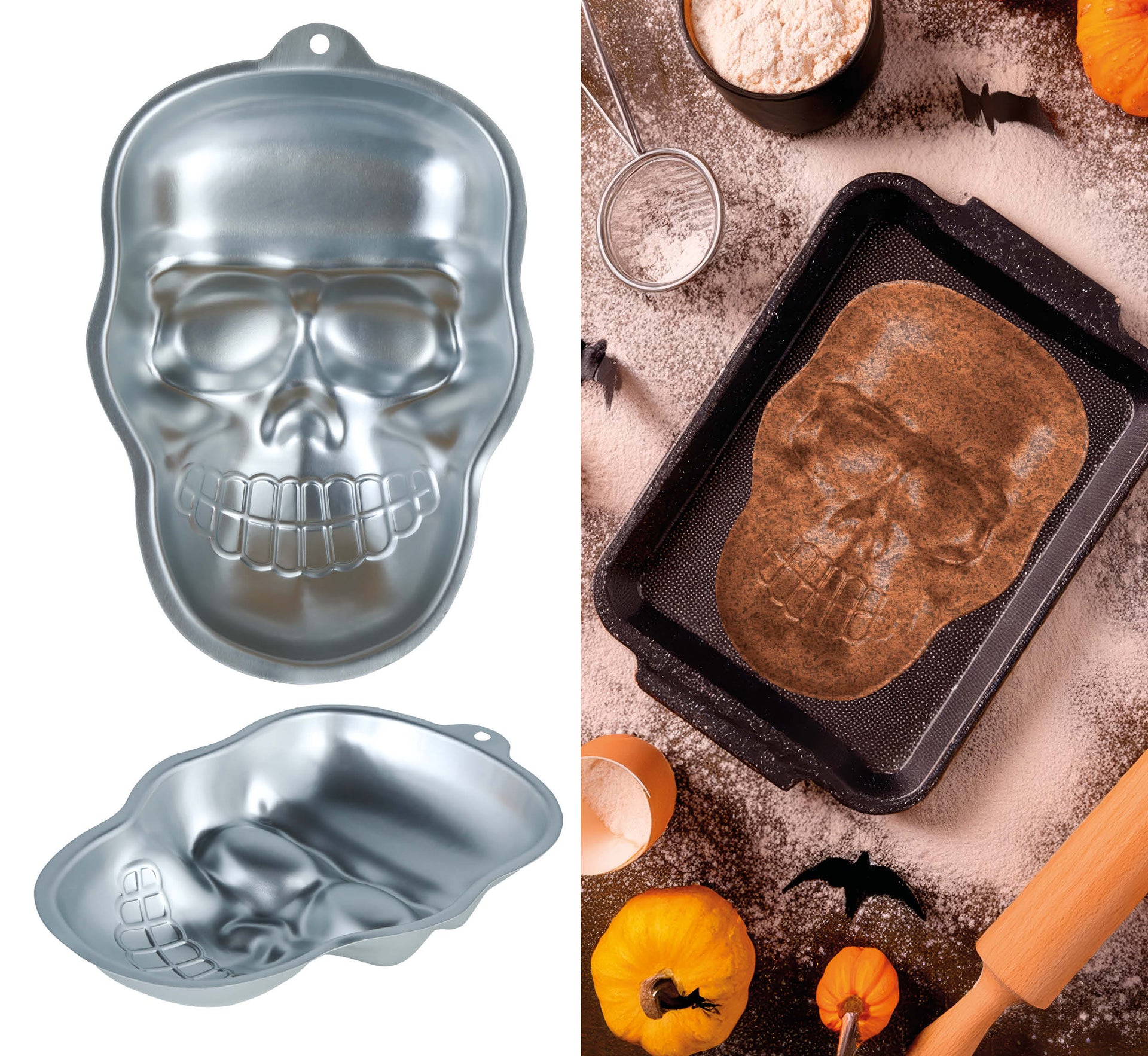 ALUMINUM ALLOY SKULL MOLD, 27X18 CM