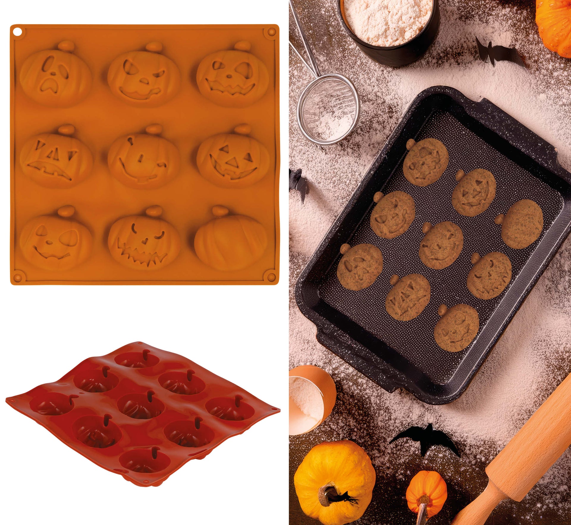 COOKIE MOLD 9 PUMPKINS, 24X25 CM