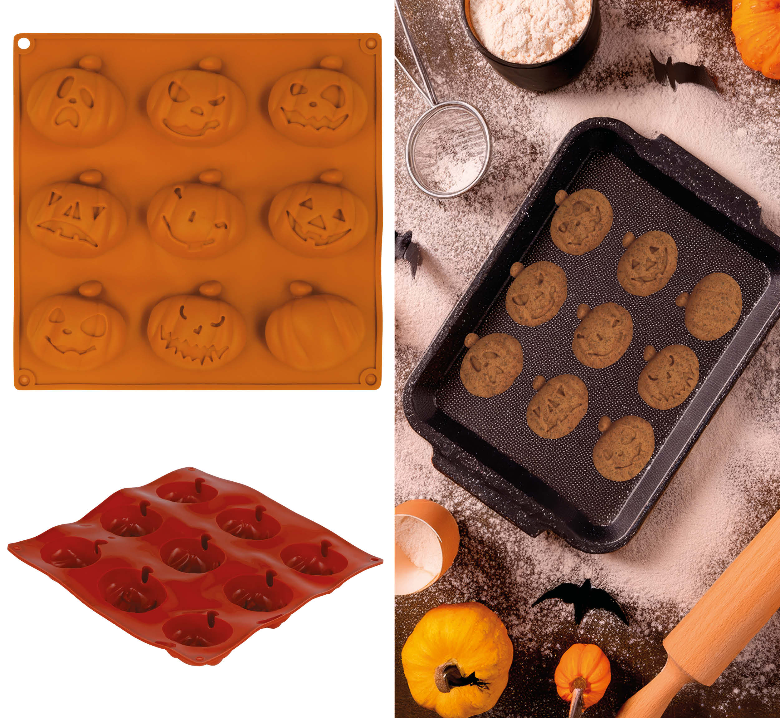 COOKIE MOLD 9 PUMPKINS, 24X25 CM