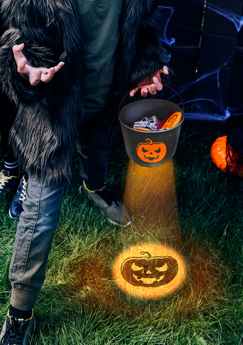 HALLOWEEN CUBE WITH LIGHT BASE, BLACK, 15X20 CM