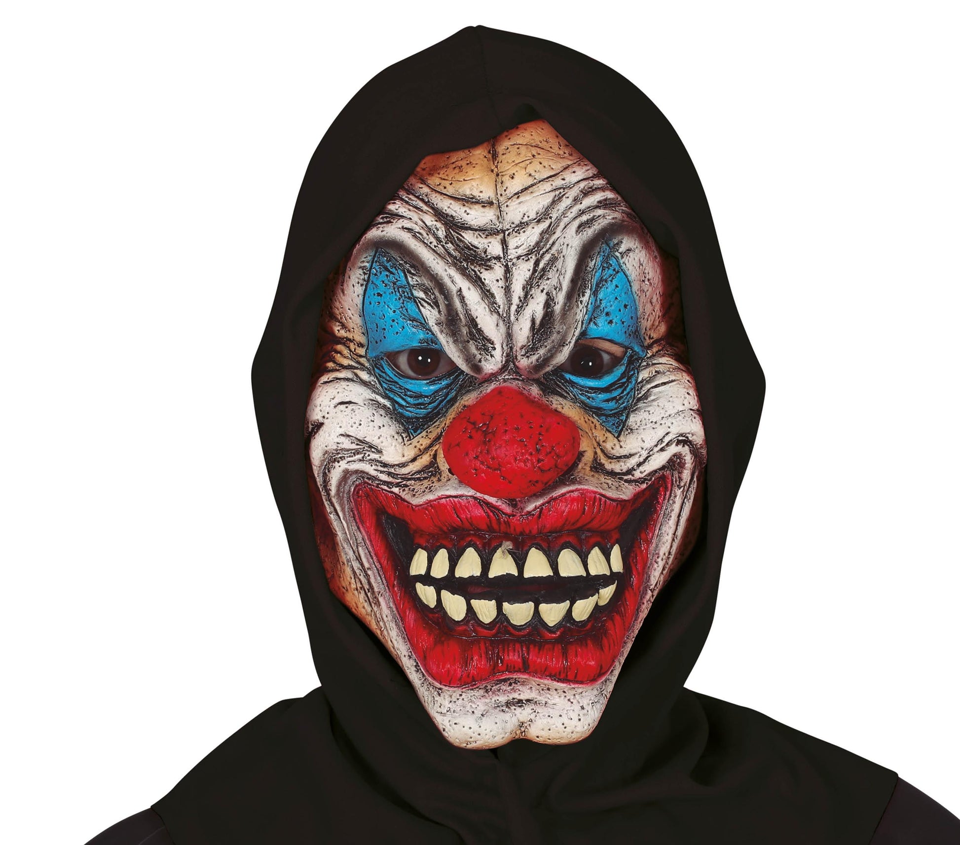 BLACK HOODED CLOWN MASK, VINYL