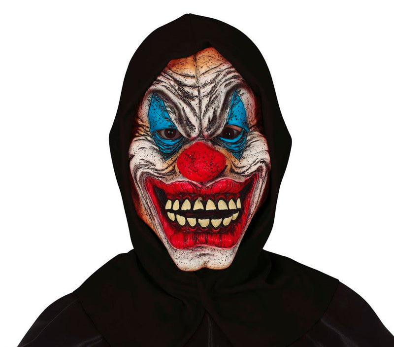 BLACK HOODED CLOWN MASK, VINYL