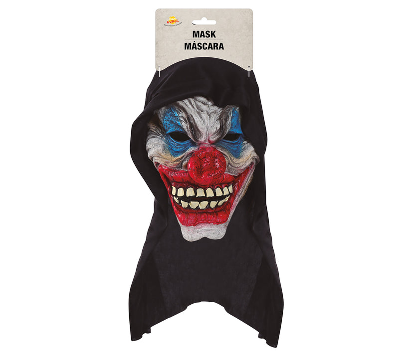 BLACK HOODED CLOWN MASK, VINYL