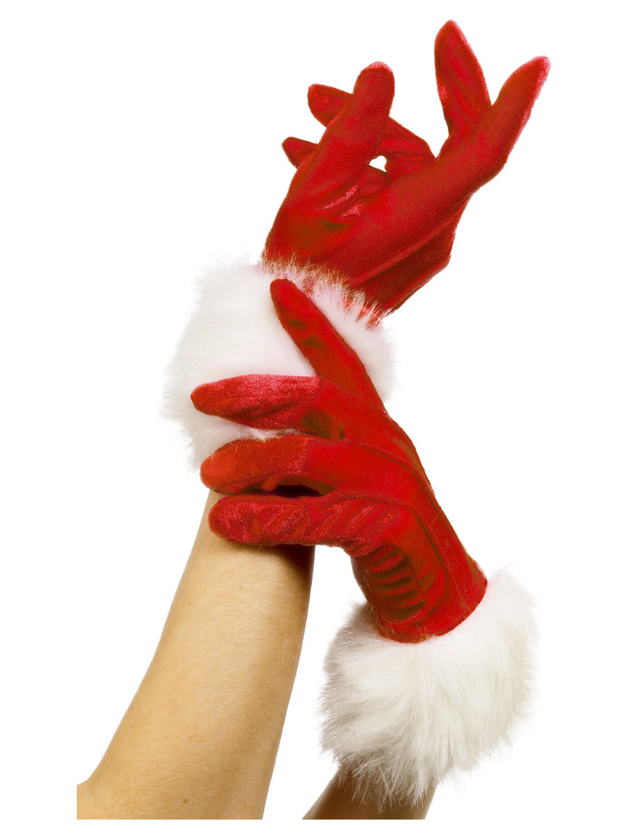 Santa Gloves, Red - 1