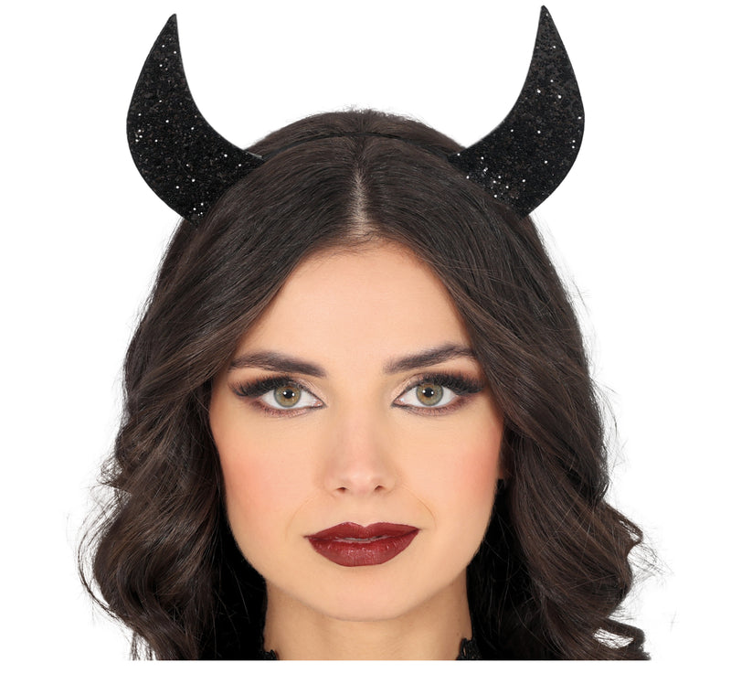 SHINY BLACK HORNS HEADBAND