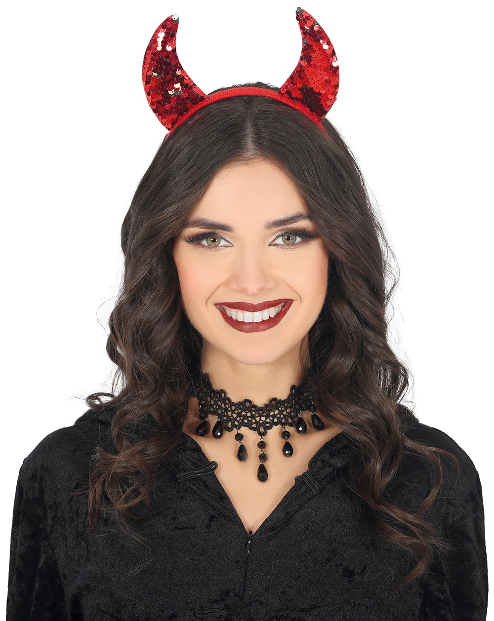 SHINY RED HORNS HEADBAND