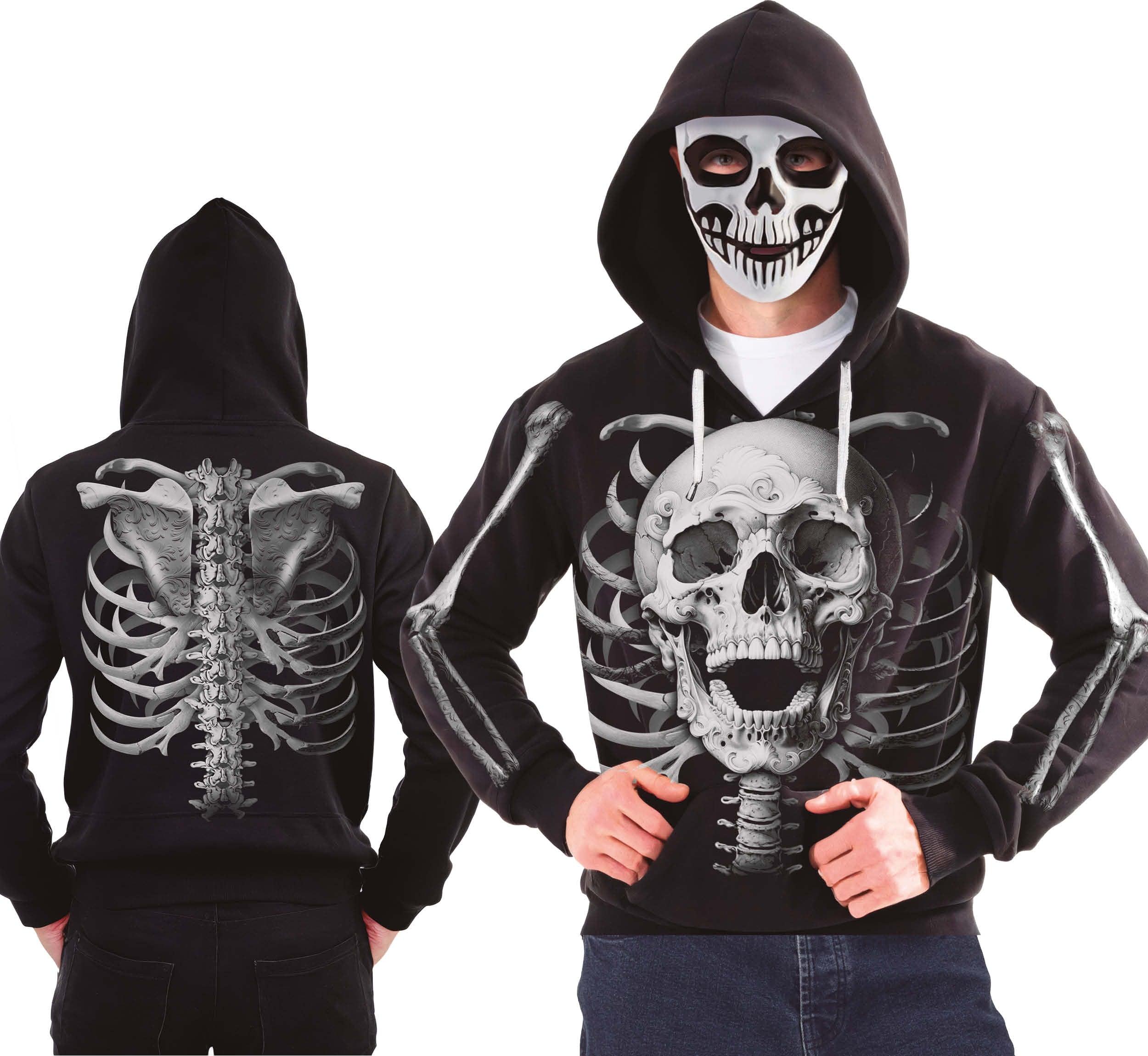 SKELETON HOODIE WITH MASK, ADULT, 52 - 54 (L)